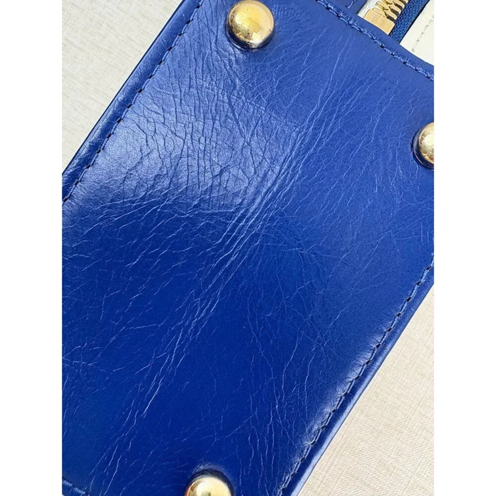 CHANEL Blue and White Lambskin Two Tone Vanity Case Bag SHW